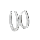 14k White Gold 1.30ct G VS2 Baguette Diamond Hoop Earrings